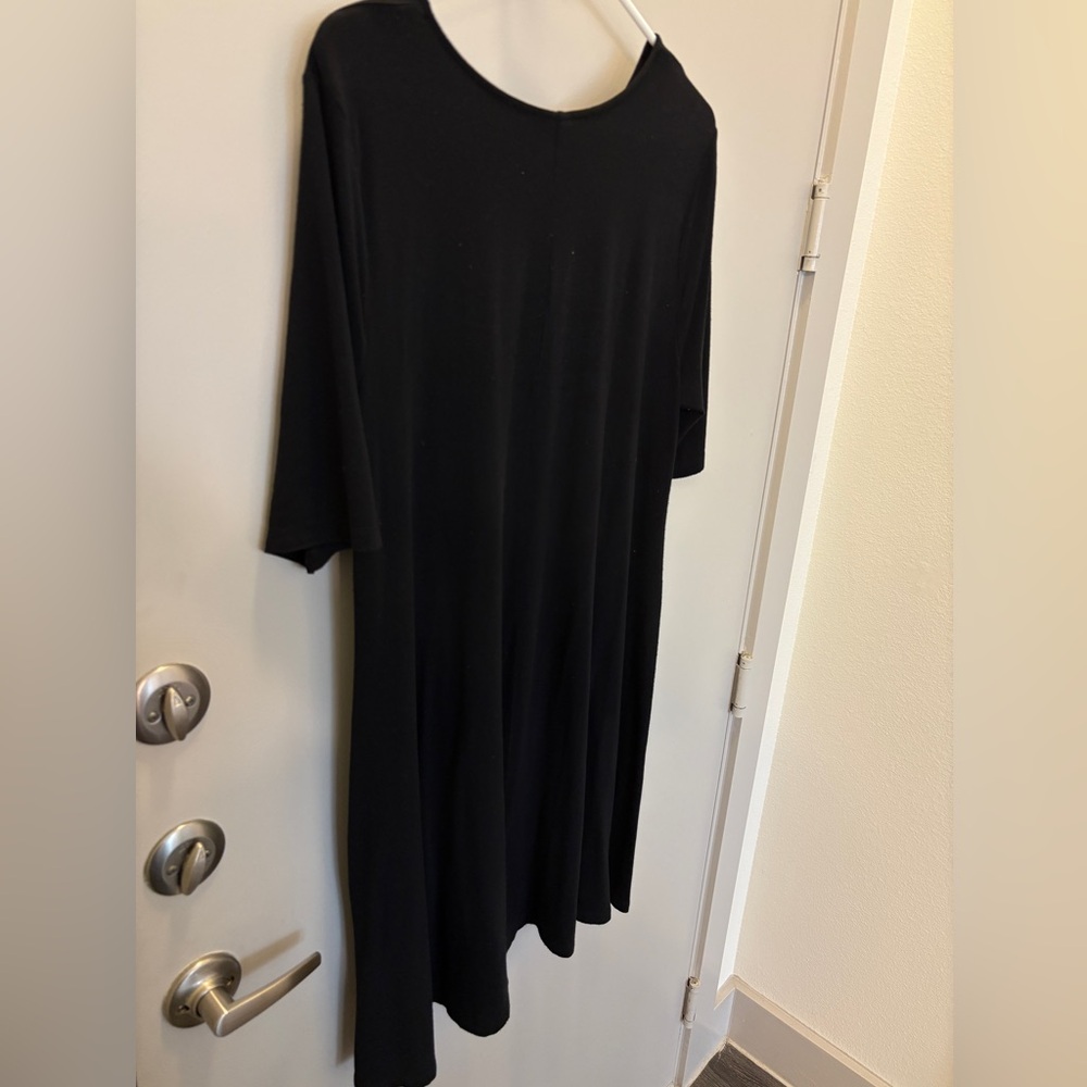 Old Navy mid-length sleeve cotton jersey swing Black Dress, Size L - Picture 4 of 6